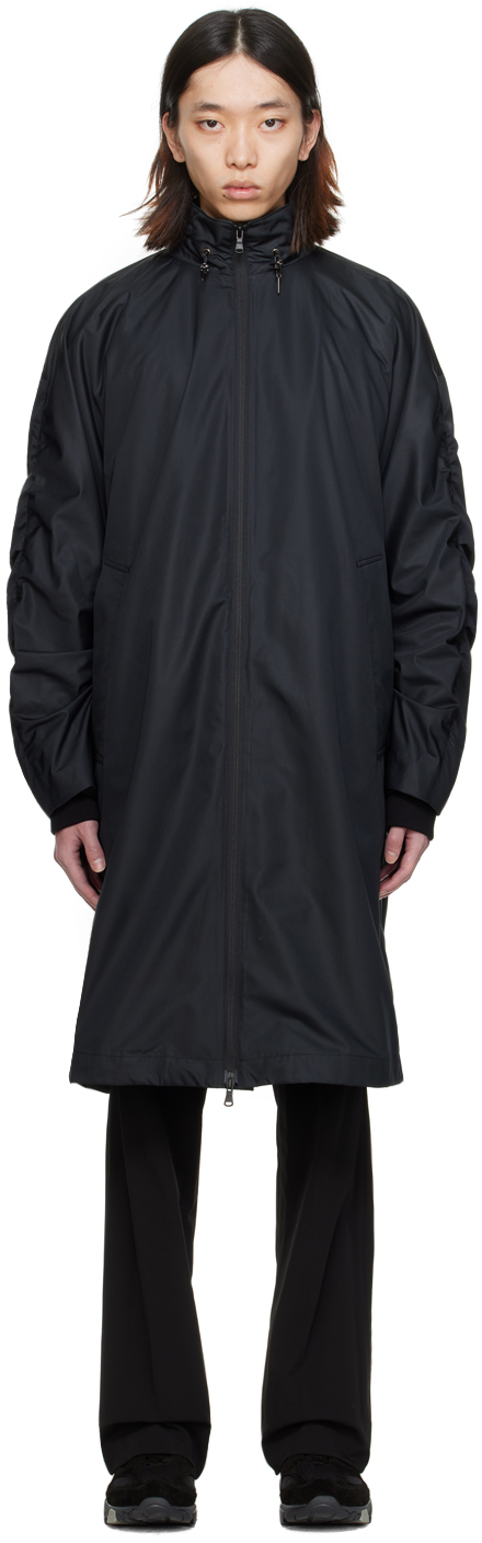 Wooyoungmi Black Ruched Coat In 914b Black