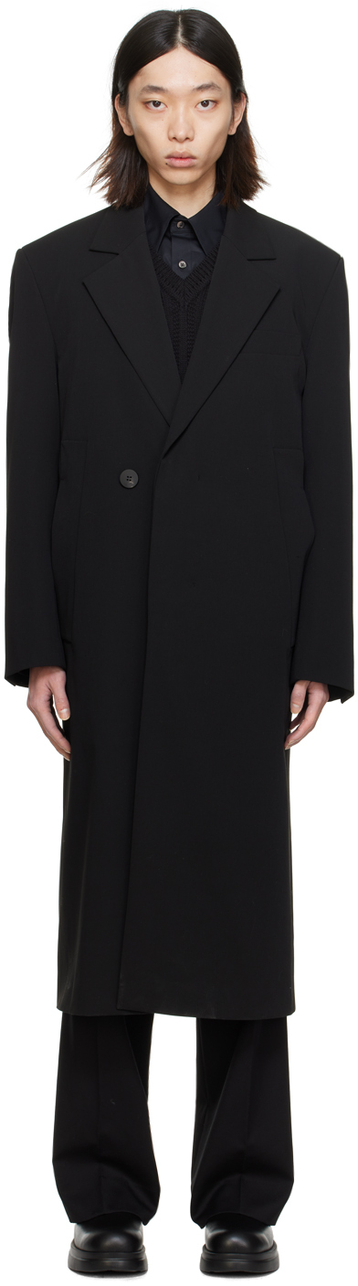 Wooyoungmi Black Single Long Coat In 912b Black