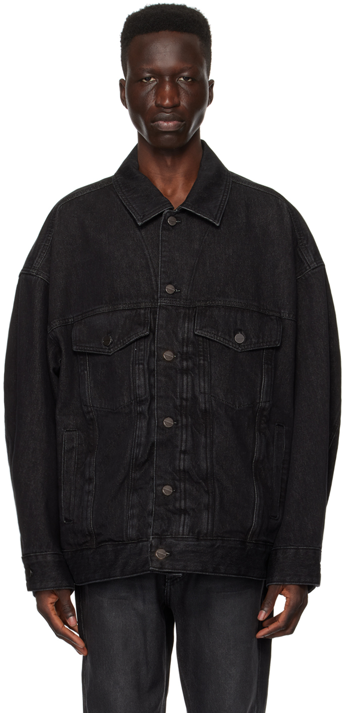 Shop Wooyoungmi Black Wire Denim Jacket In 980b Black