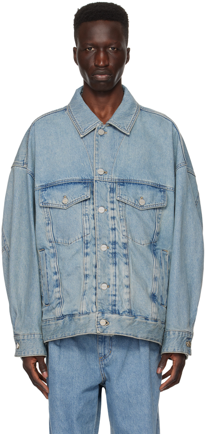Shop Wooyoungmi Blue Wire Denim Jacket In 979l Blue