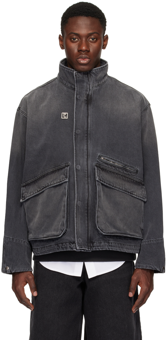 Gray Plaque Denim Jacket