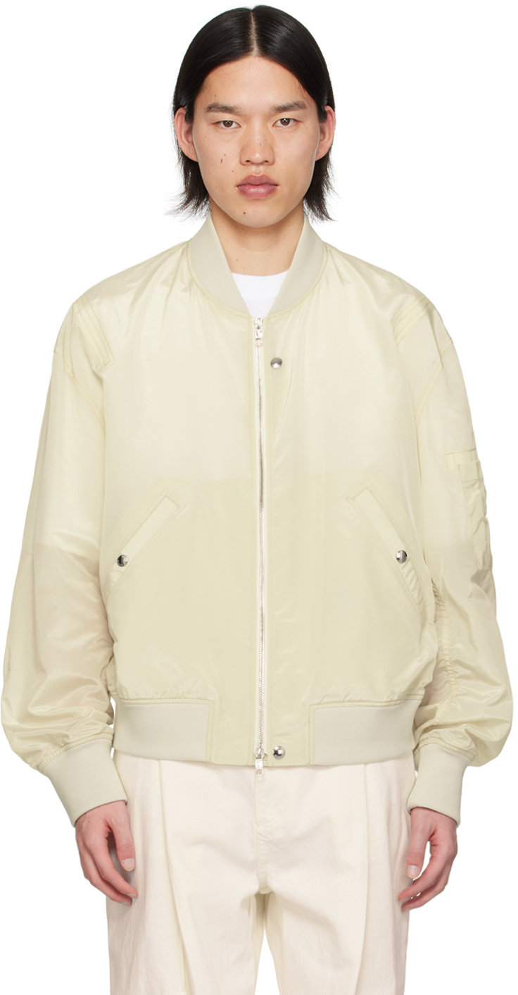 Wooyoungmi Off-white Crop Bomber Jacket In 923i Ivory