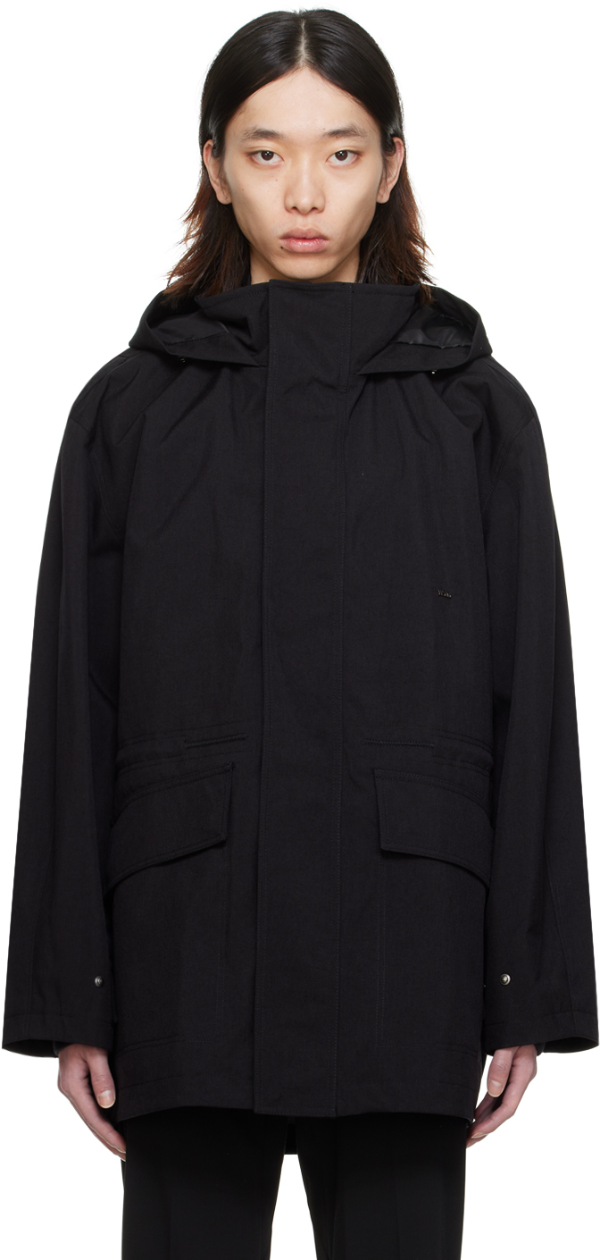 Wooyoungmi Black Hooded Jacket In 916b Black