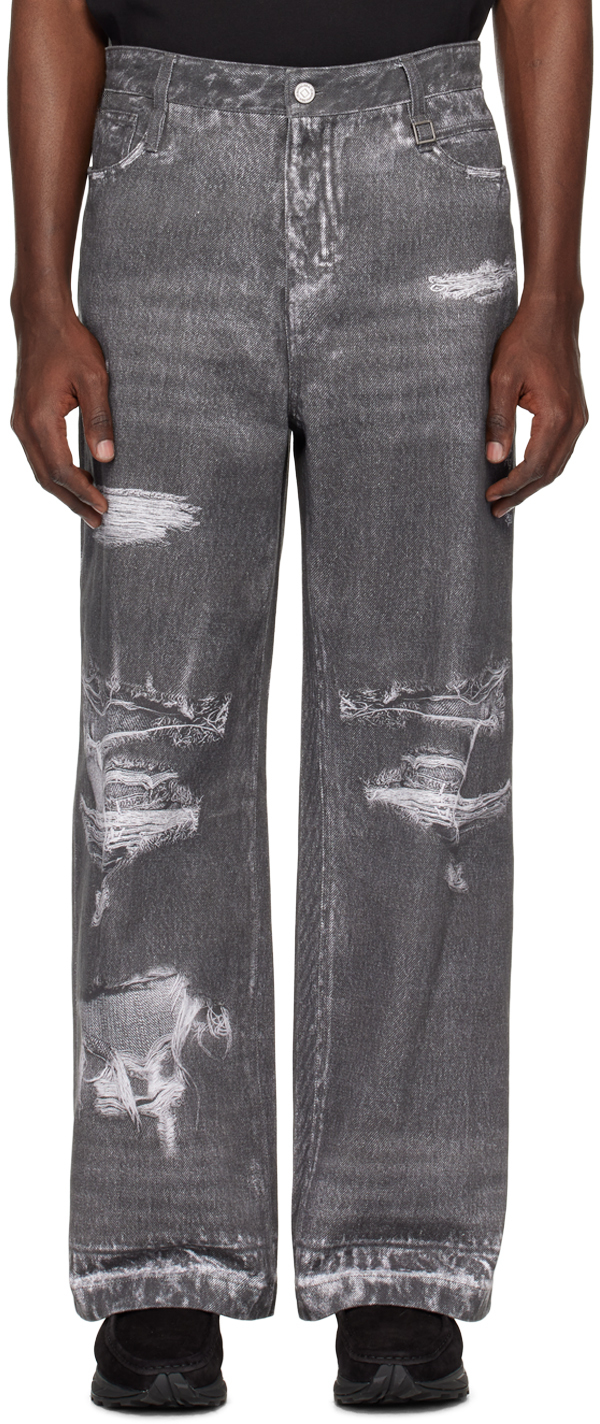 WOOYOUNGMI: ブルー ワイド ジーンズ | SSENSE 日本