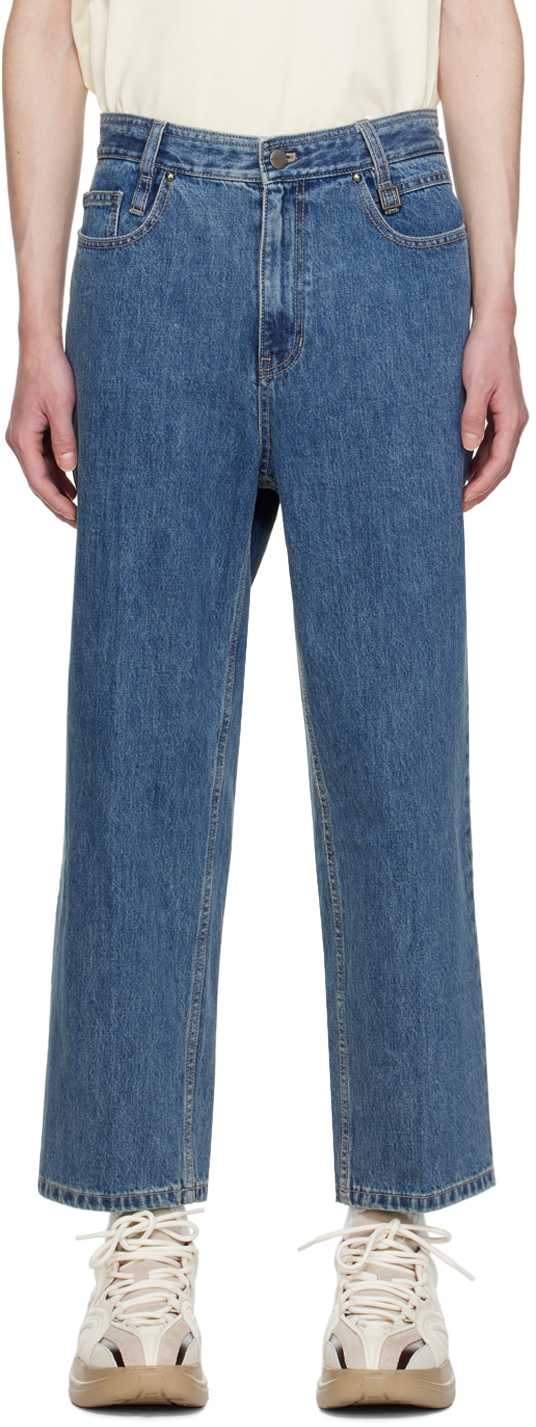 Wooyoungmi Blue Tapered Jeans In 984l Blue