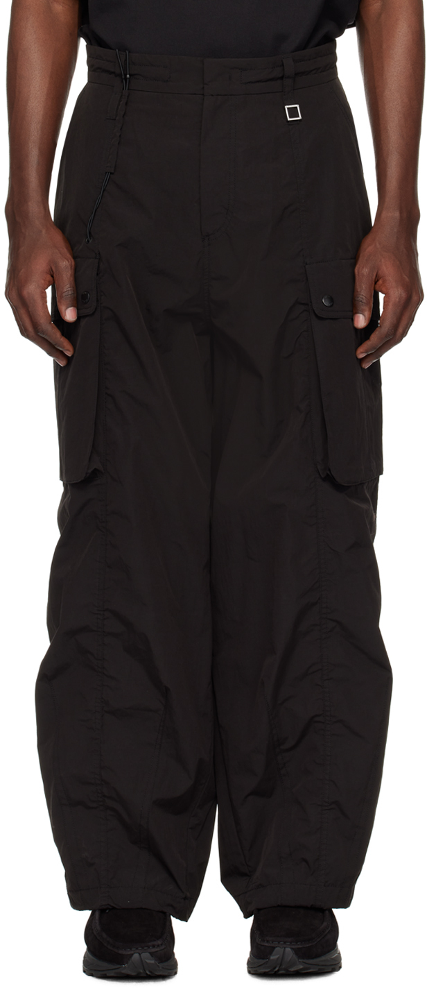 Black Curved Cargo Pants