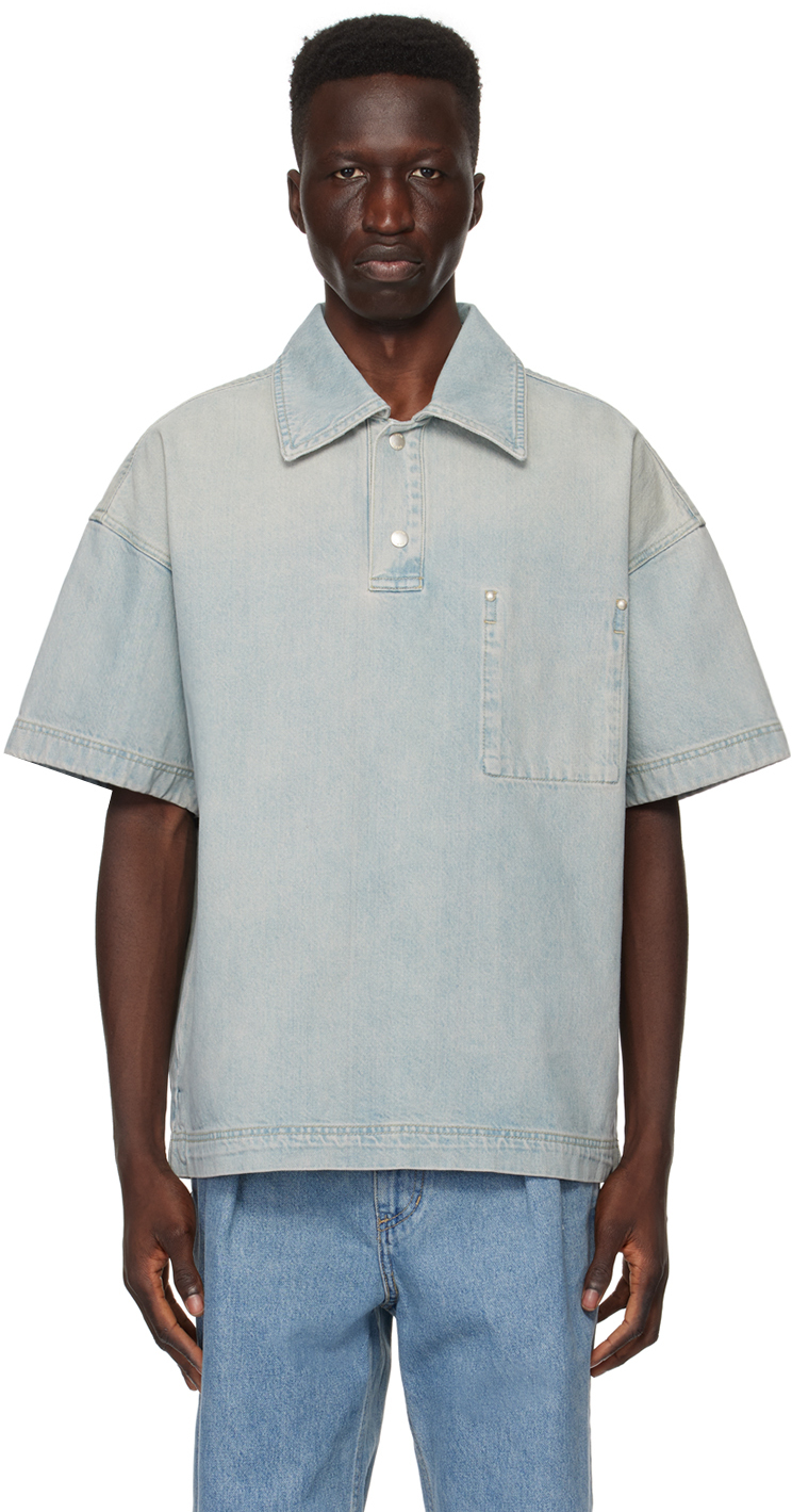 WOOYOUNGMI: Blue Drawstring Denim Shirt | SSENSE