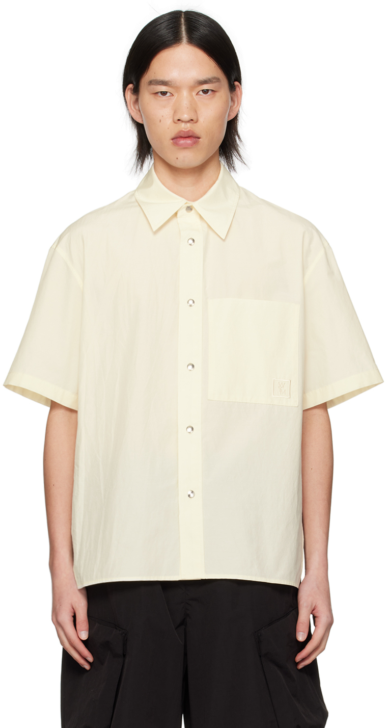 Shop Wooyoungmi Off-white Press-stud Shirt In 837i Ivory