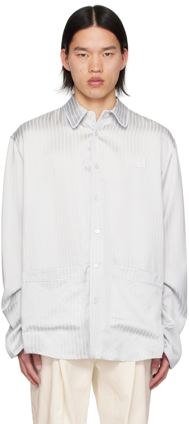 Wooyoungmi Gray Striped Shirt In 826g Grey