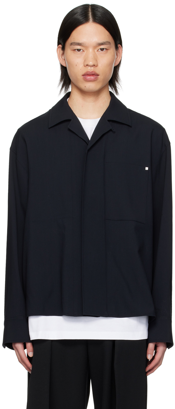 Shop Wooyoungmi Navy Press-stud Shirt In 834n Navy