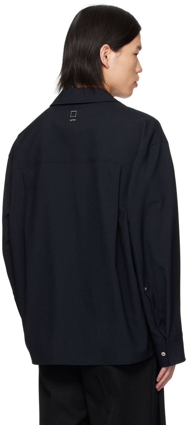 Wooyoungmi Navy Press-stud Shirt In 834n Navy