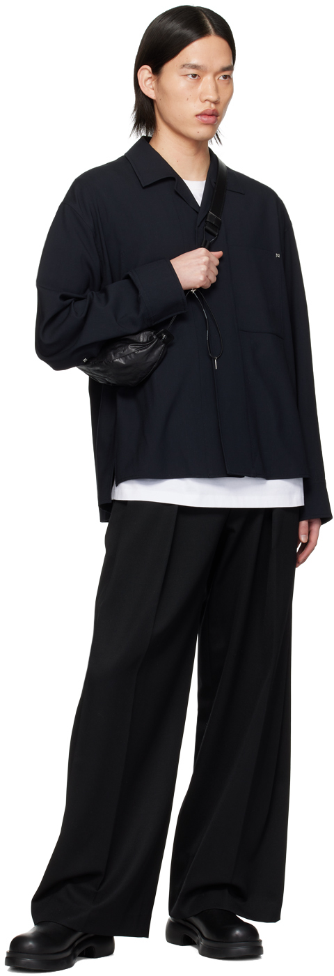Wooyoungmi Navy Press-stud Shirt In 834n Navy