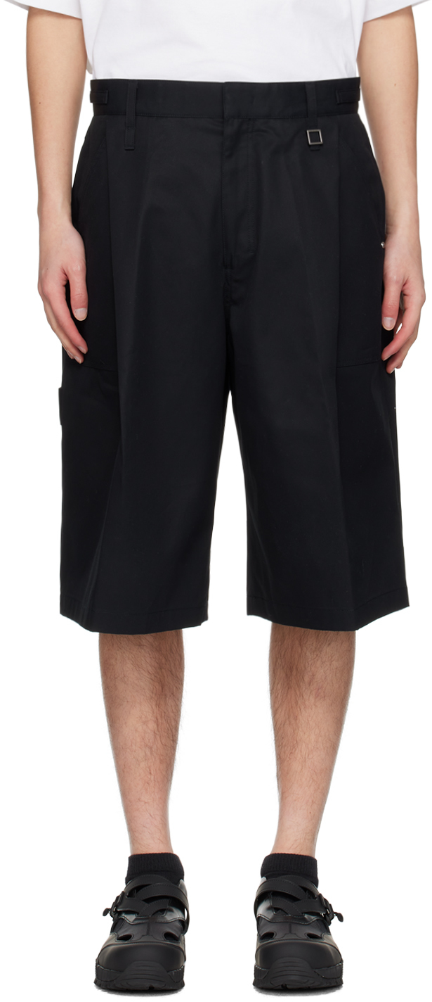 Shop Wooyoungmi Navy One-tuck Shorts In 919n Navy