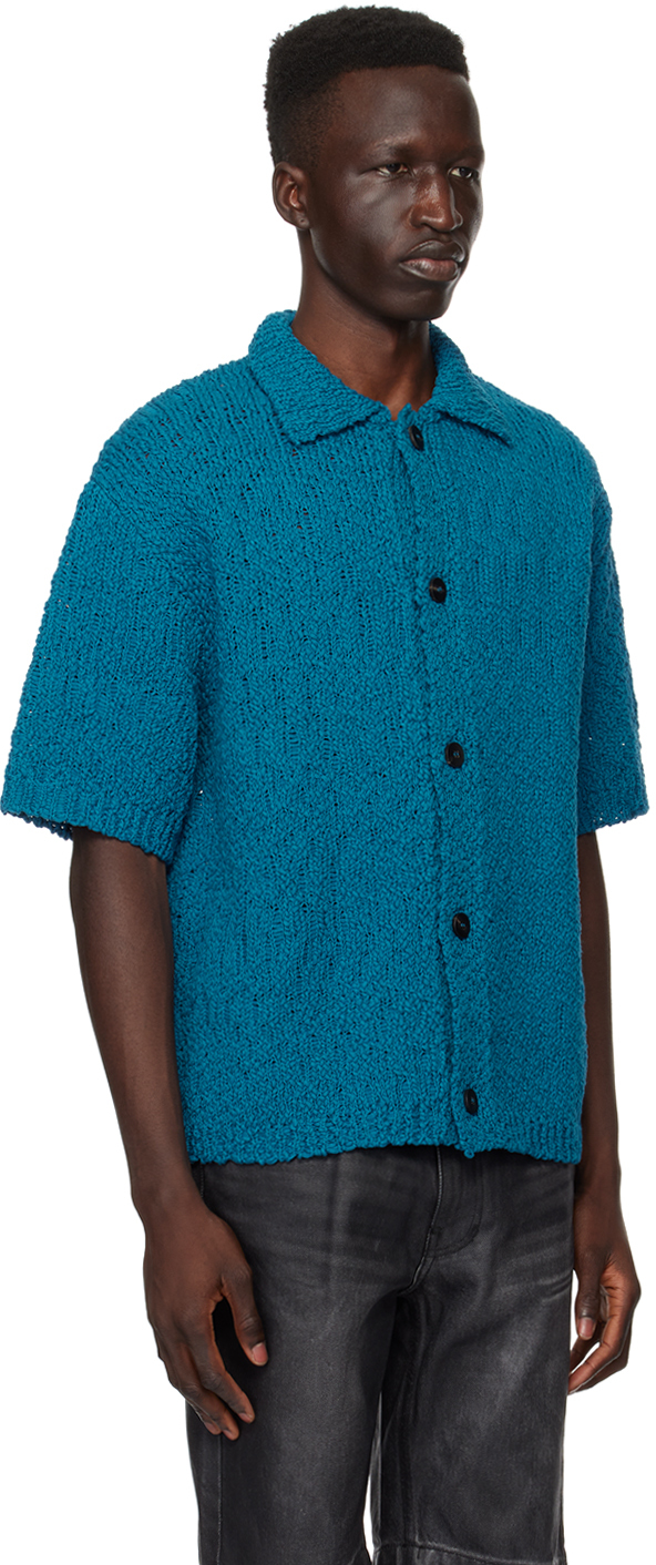 Shop Wooyoungmi Blue Open Cardigan In 523l Blue