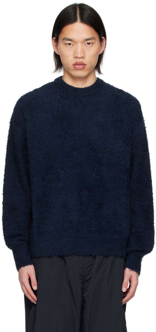 Wooyoungmi Navy Hairy Jumper In 511n Navy