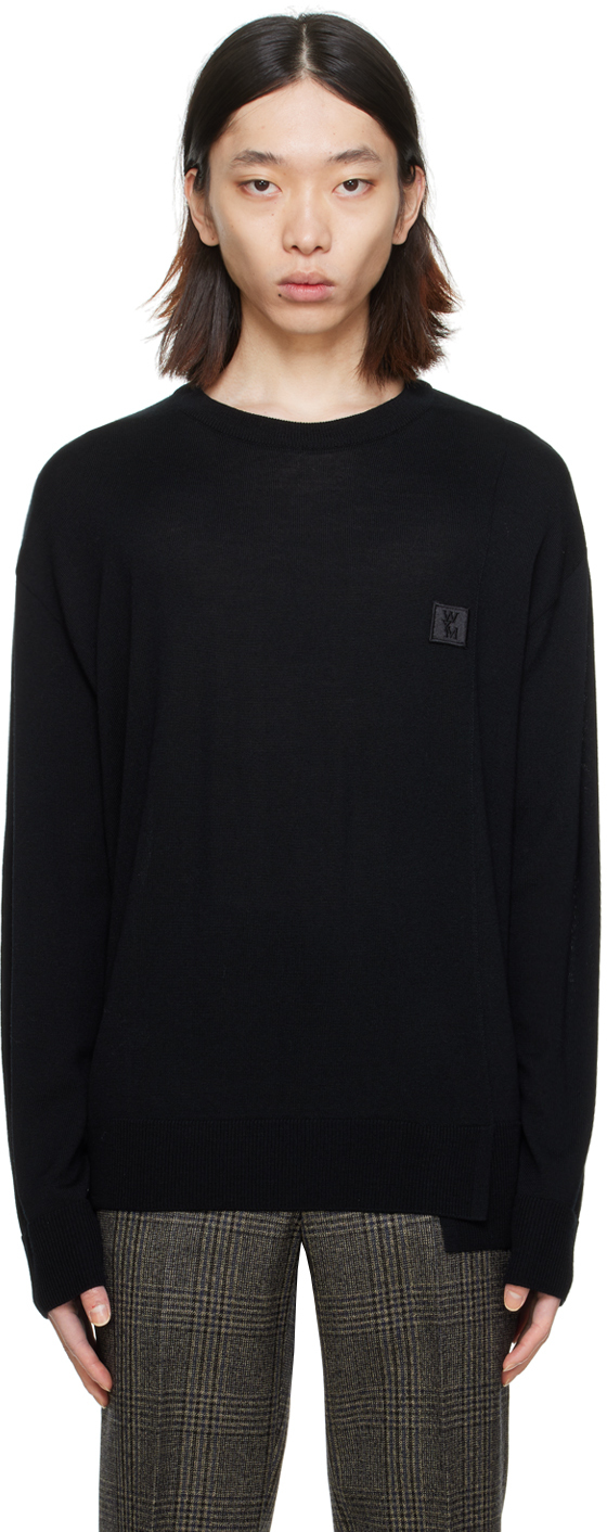 Shop Wooyoungmi Black Asymmetric Hem Sweater In 501b Black