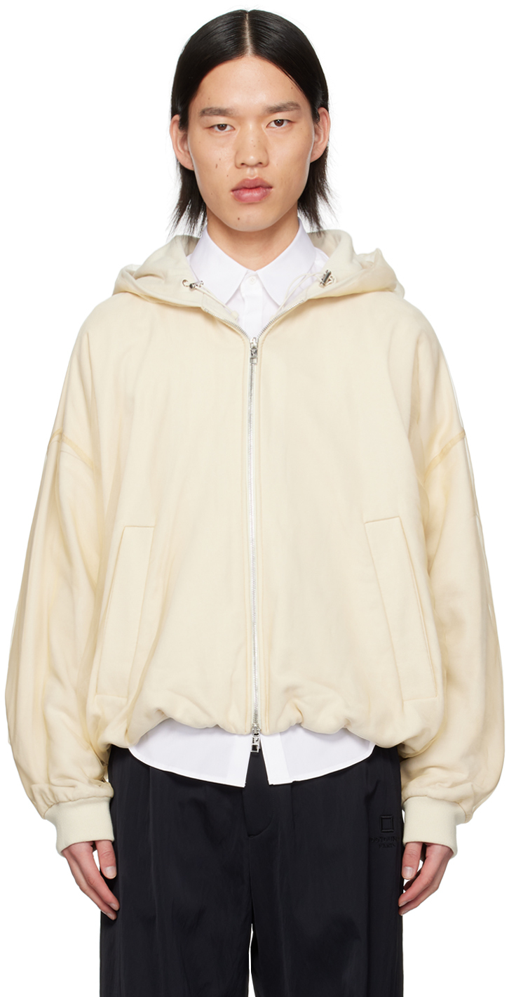 Shop Wooyoungmi Off-white Overlay Hoodie In 749i Ivory