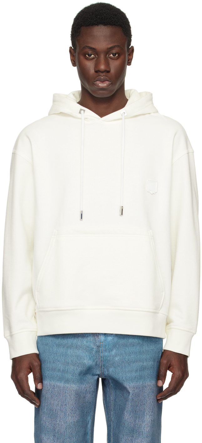 White Printed Hoodie by WOOYOUNGMI on Sale