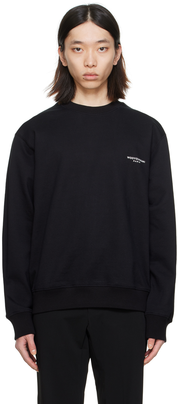 Shop Wooyoungmi Black Square Label Sweatshirt In 736b Black