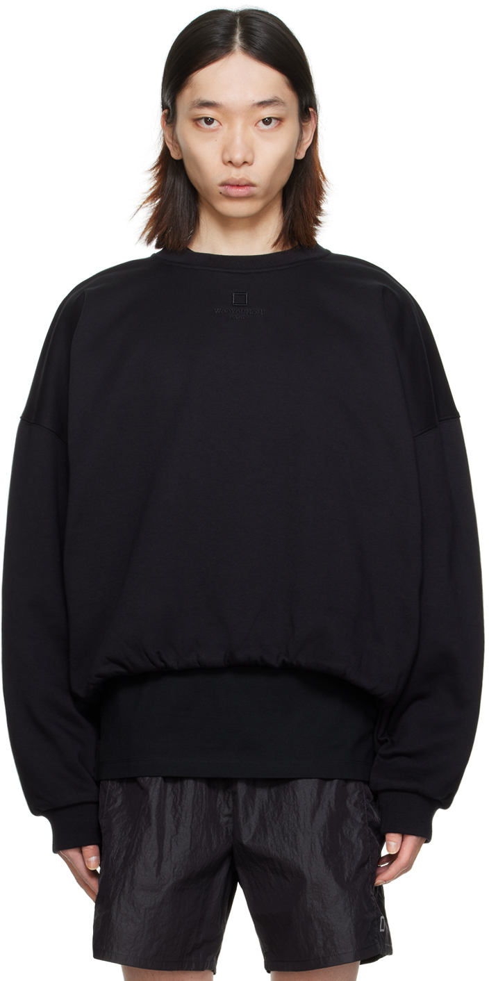 Wooyoungmi Black Bungee-style Drawstring Sweatshirt In 746b Black