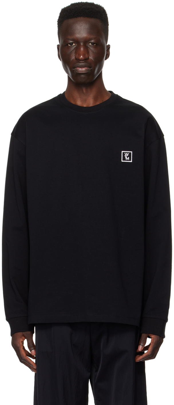 Black Printed Long Sleeve T-Shirt by WOOYOUNGMI on Sale