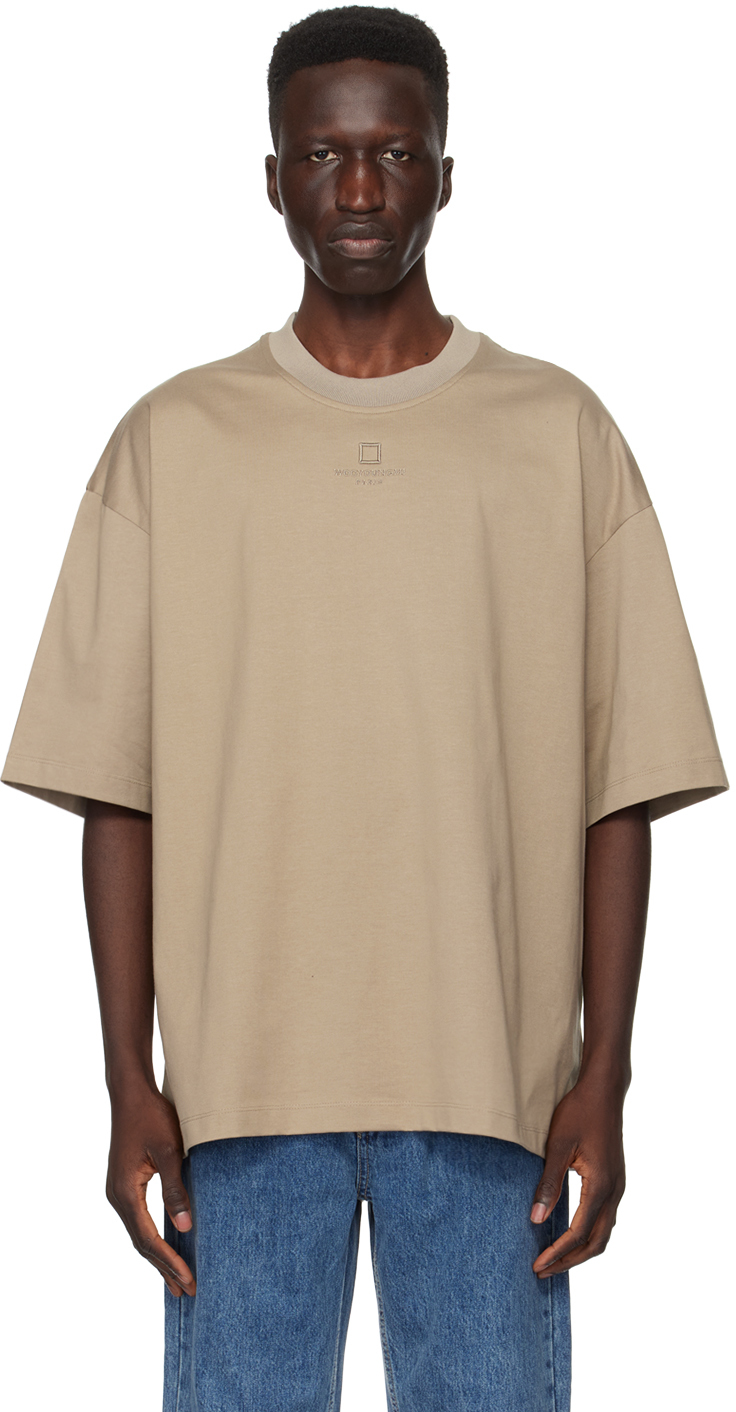 Beige Embroidered T-Shirt by WOOYOUNGMI on Sale