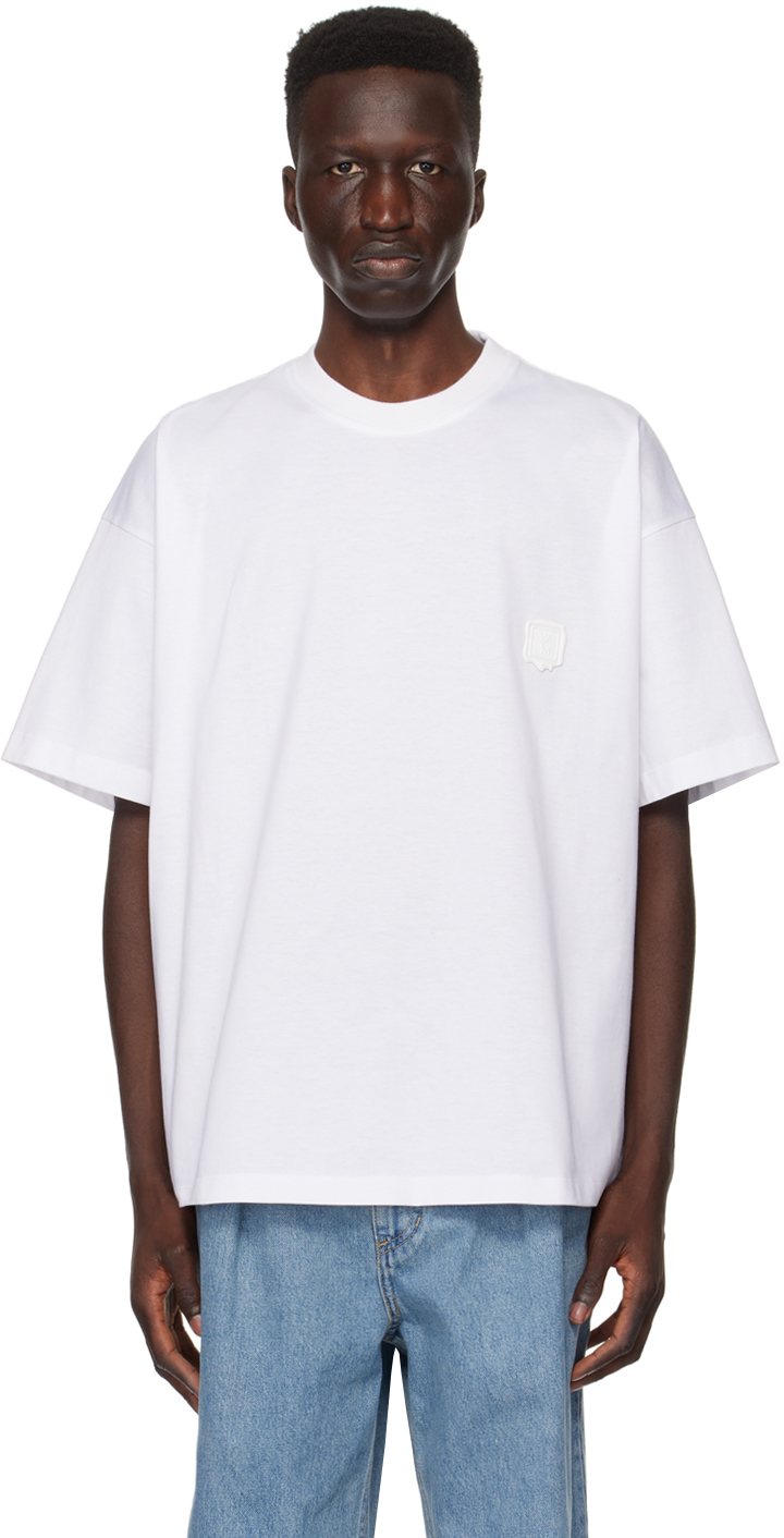 White Printed T-Shirt by WOOYOUNGMI on Sale