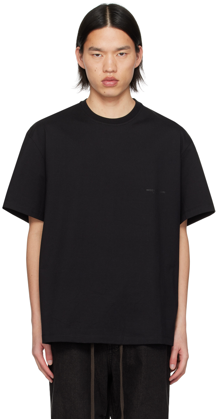 Black Leather Patch T-Shirt by WOOYOUNGMI on Sale