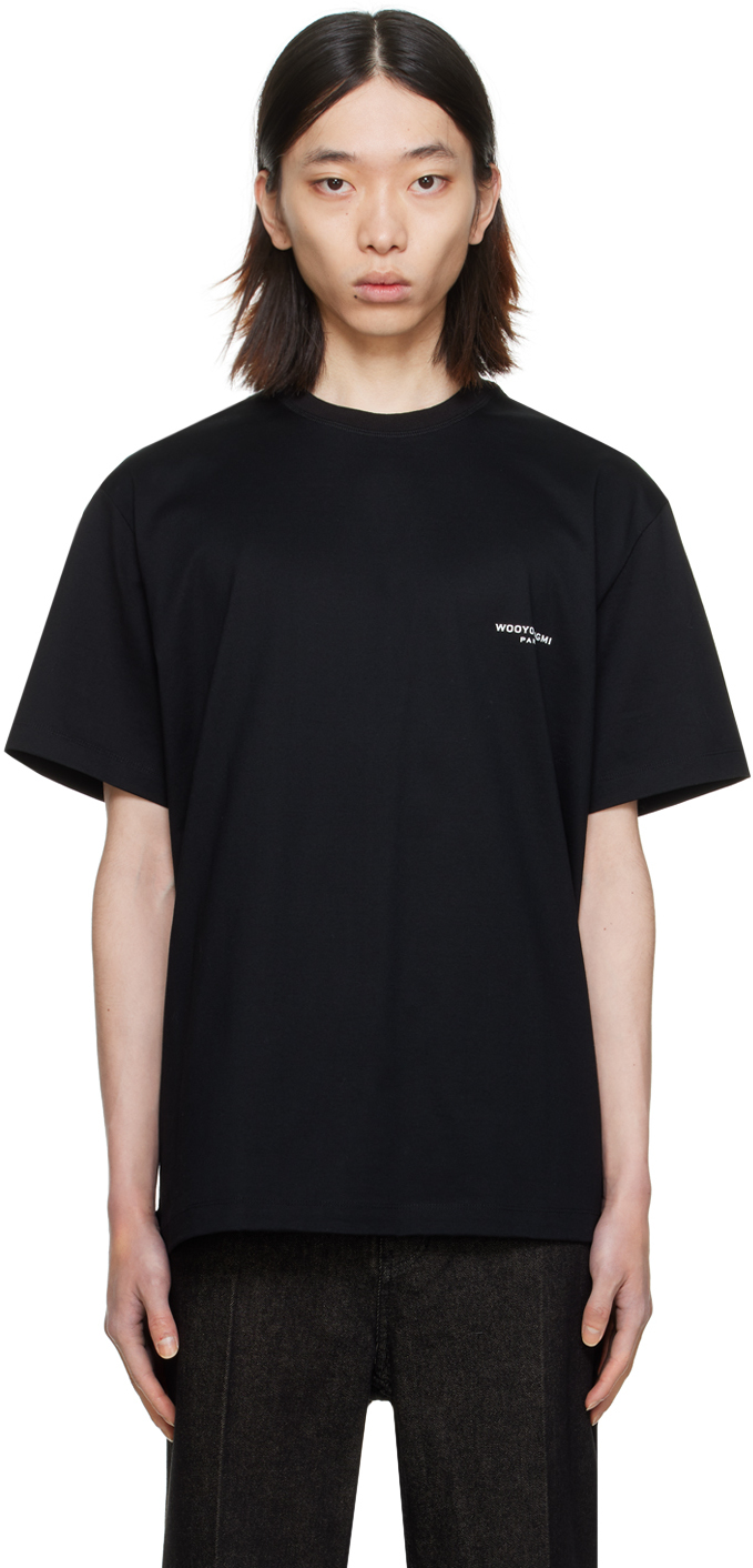 Wooyoungmi Black Square Label T-shirt In 708b Black