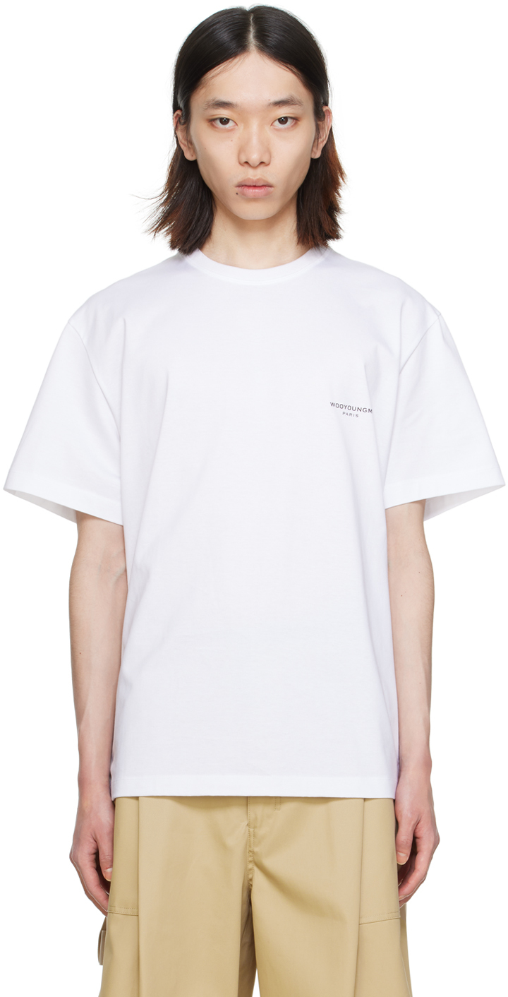 Wooyoungmi White Square Label T-shirt In 701w White