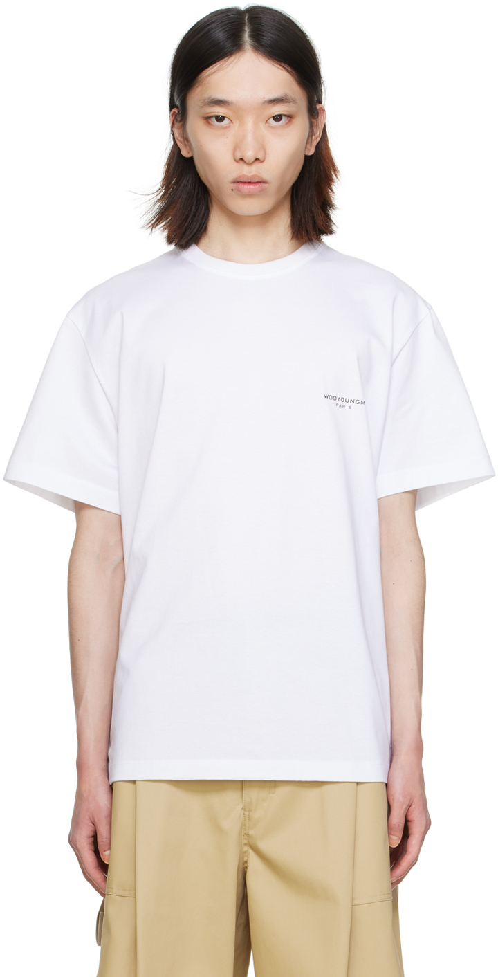 White Square Label T-Shirt by WOOYOUNGMI on Sale