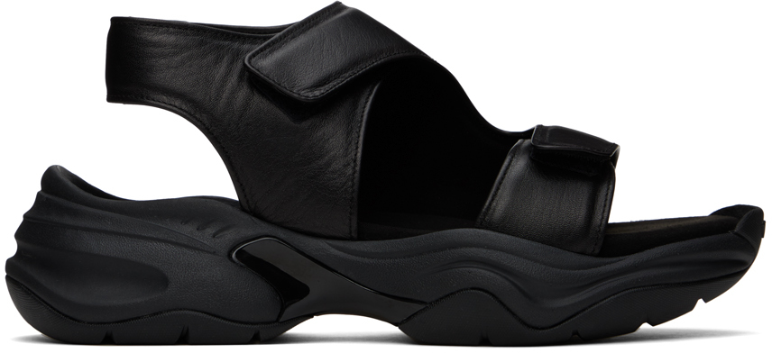 Attachment Black Leather Sandals In C/#930 Black