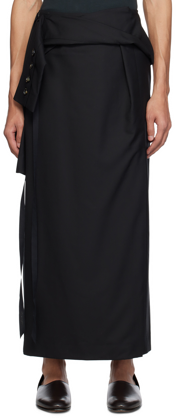 Black Reworked Midi Skirt