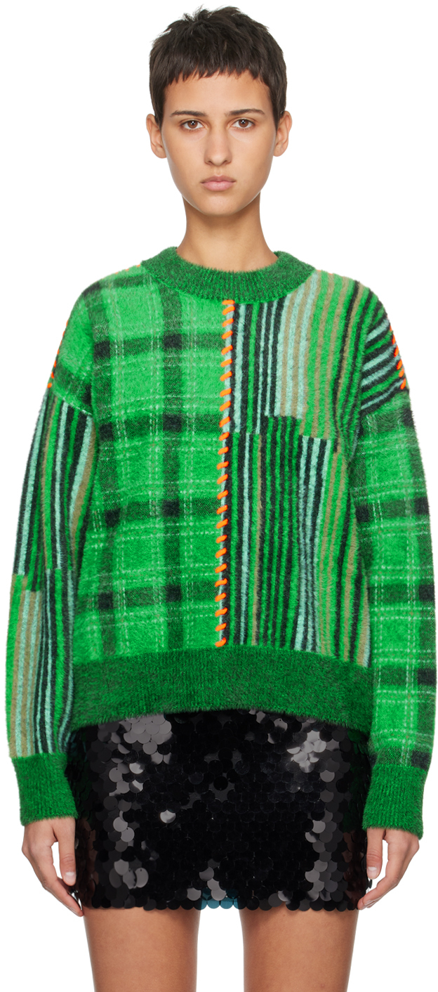 Simonmiller Green Calder Sweater In Green Plaid/stacked