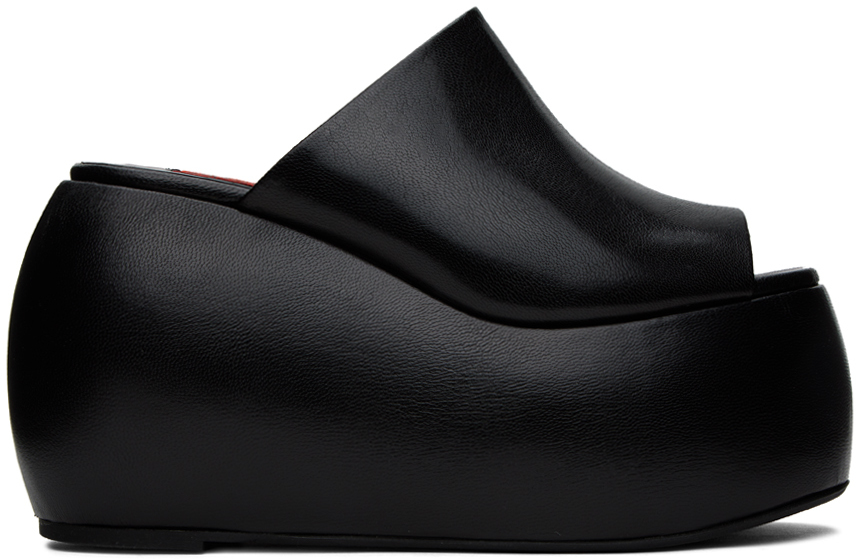 Black Platform Bubble Wedge Heeled Sandals