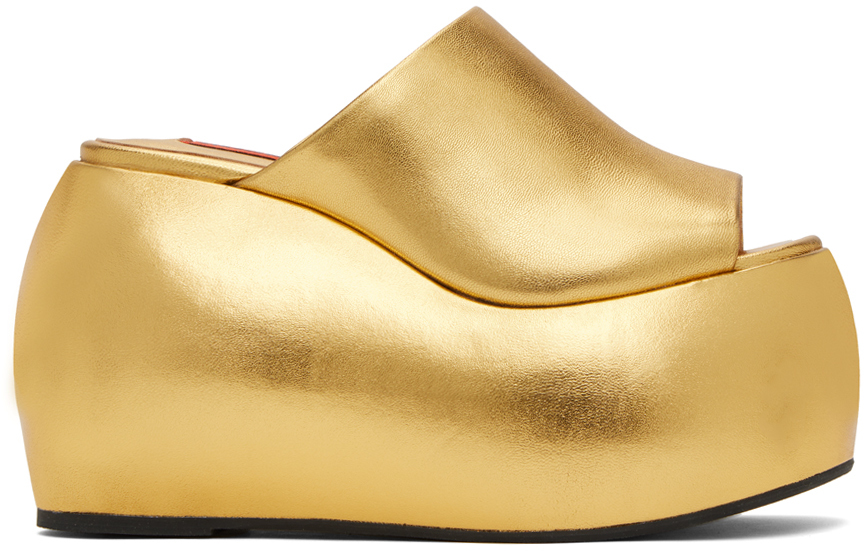 SIMONMILLER Gold Bubble Wedge Heeled Sandals