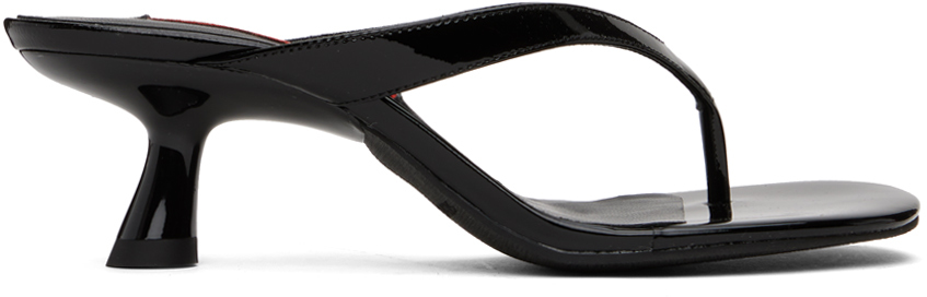 Shop Simonmiller Black Beep Thong Heeled Sandals In 90303 Black