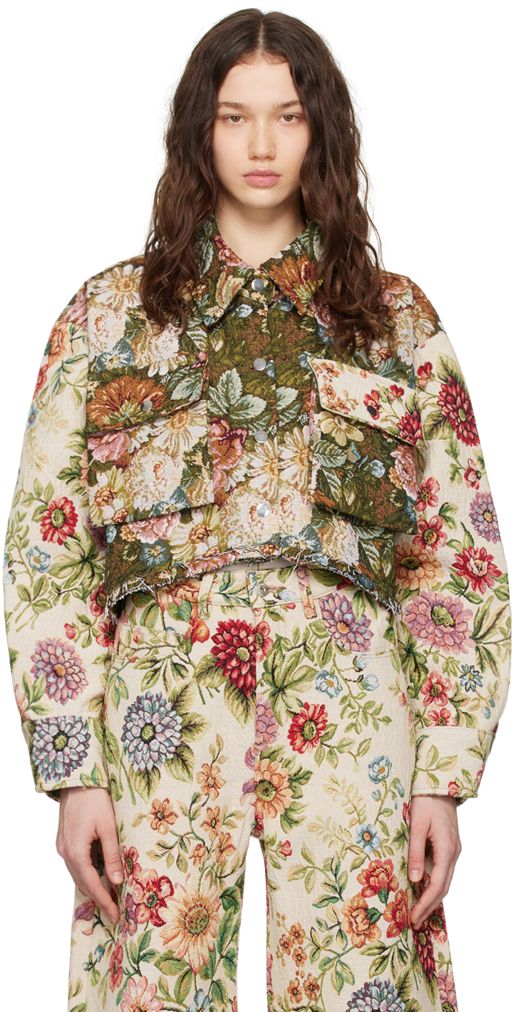 Marques' Almeida Multicolor Floral Jacket In Patchwork Flower Brocade