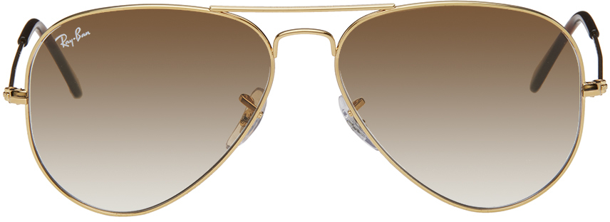 Ray Ban Gold Aviator Sunglasses In 001/51