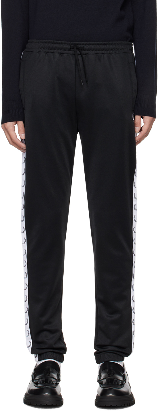 Fred Perry Black Taped Track Pants In 102 Black