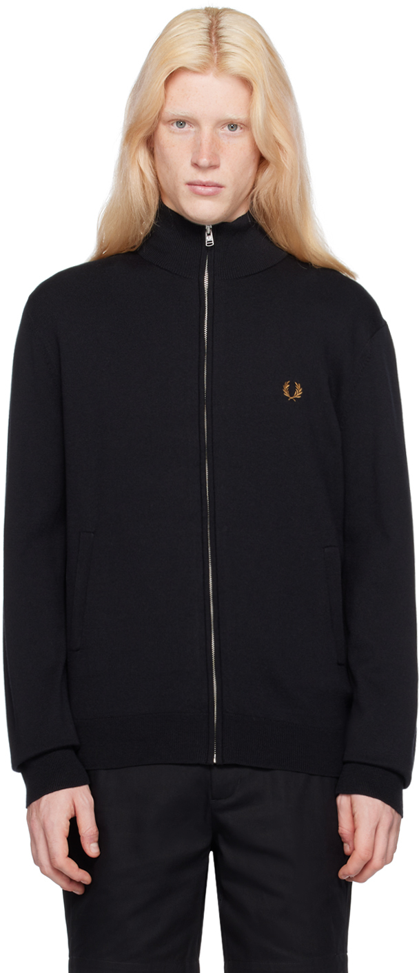 Fred Perry: Black Classic Zip Through Cardigan | SSENSE UK