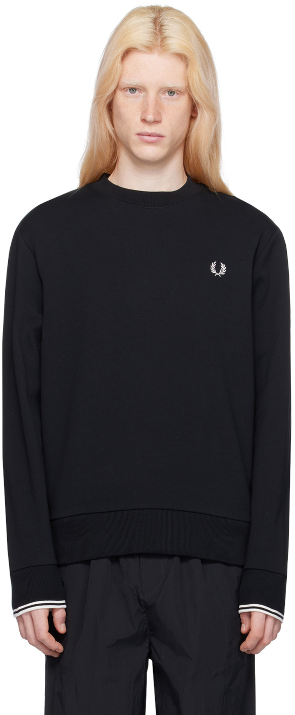 Black Striped Sweatshirt by Fred Perry on Sale