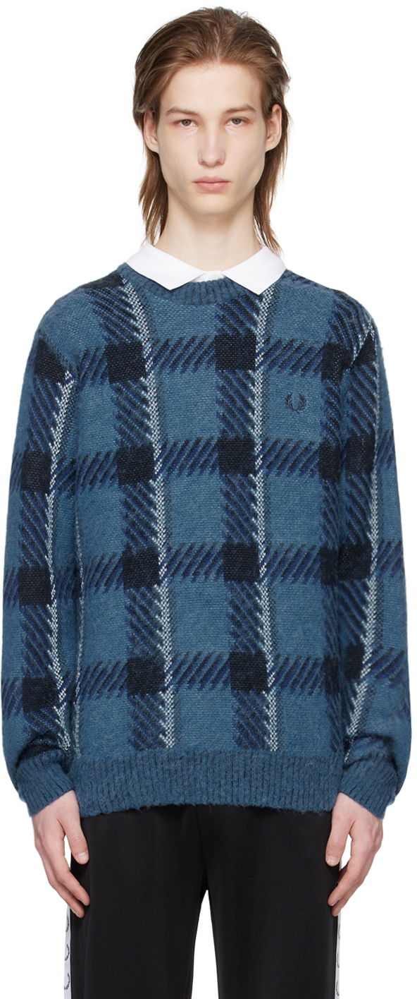 Blue Glitch Tartan Sweater