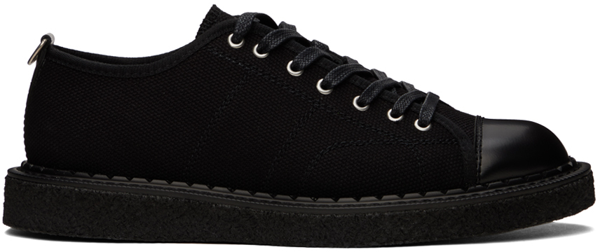 Fred Perry Black George Cox Edition Canvas Monkey Trainers In 102 Black