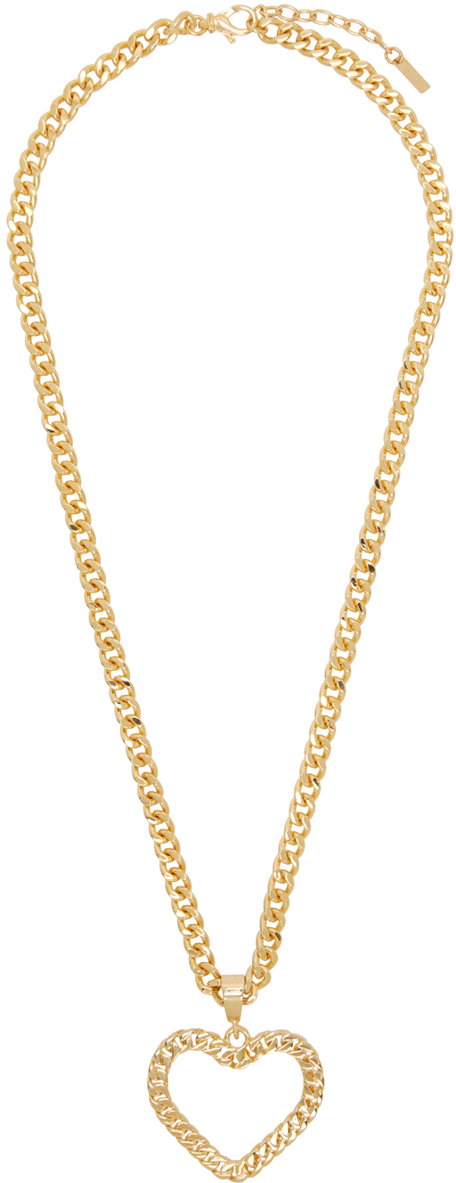 Moschino Gold Love & Peace Necklace In A0606 Shiny Gold
