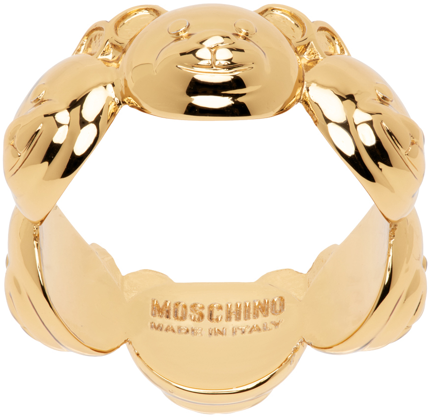 Shop Moschino Gold Teddy Family Ring In A0606 Shiny Gold