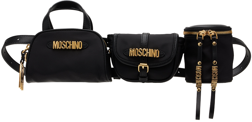 Shop Moschino Black Multipockets Belt Bag In B3555 Fantasy Black