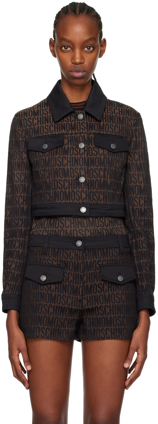 Moschino Brown Jacquard Jacket In A3103 Brown
