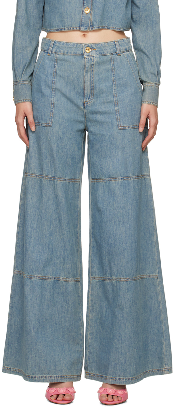 Moschino Blue Paneled Jeans In A0282 Blue