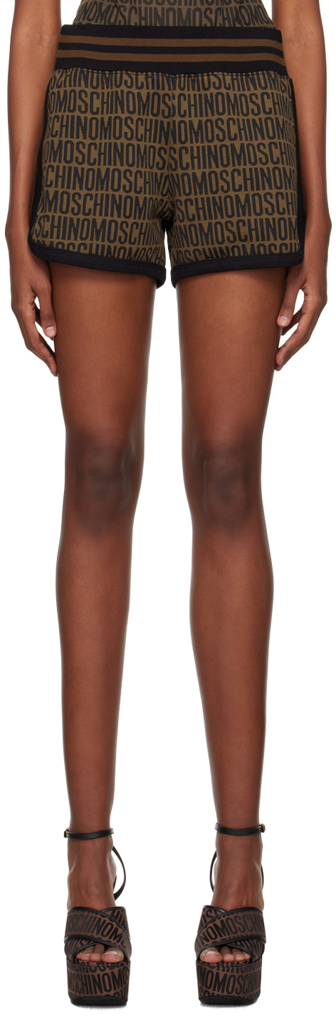 Brown Jacquard Shorts